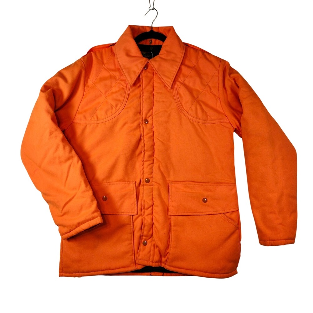 Vintage Outdoor Adventures Blaze Orange Hunting Jacket Canvas Field Coat Mens